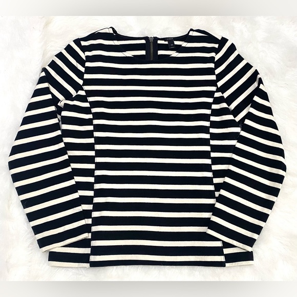J Crew Womens XS Black/White Stripe Long Sleeve Top Classic Preppy Coastal - Picture 4 of 13